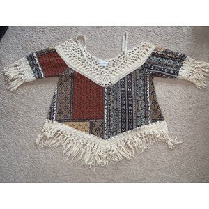 Boho patchwork design vintage lace crop top